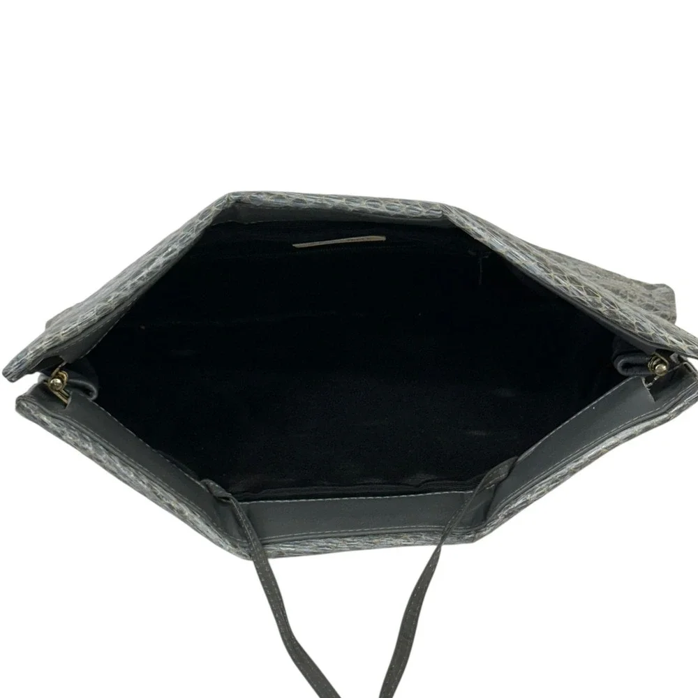 Vintage Lou-Ran Originals‎ Clutch Bag Womens Gray Authentic Snakeskin Leather